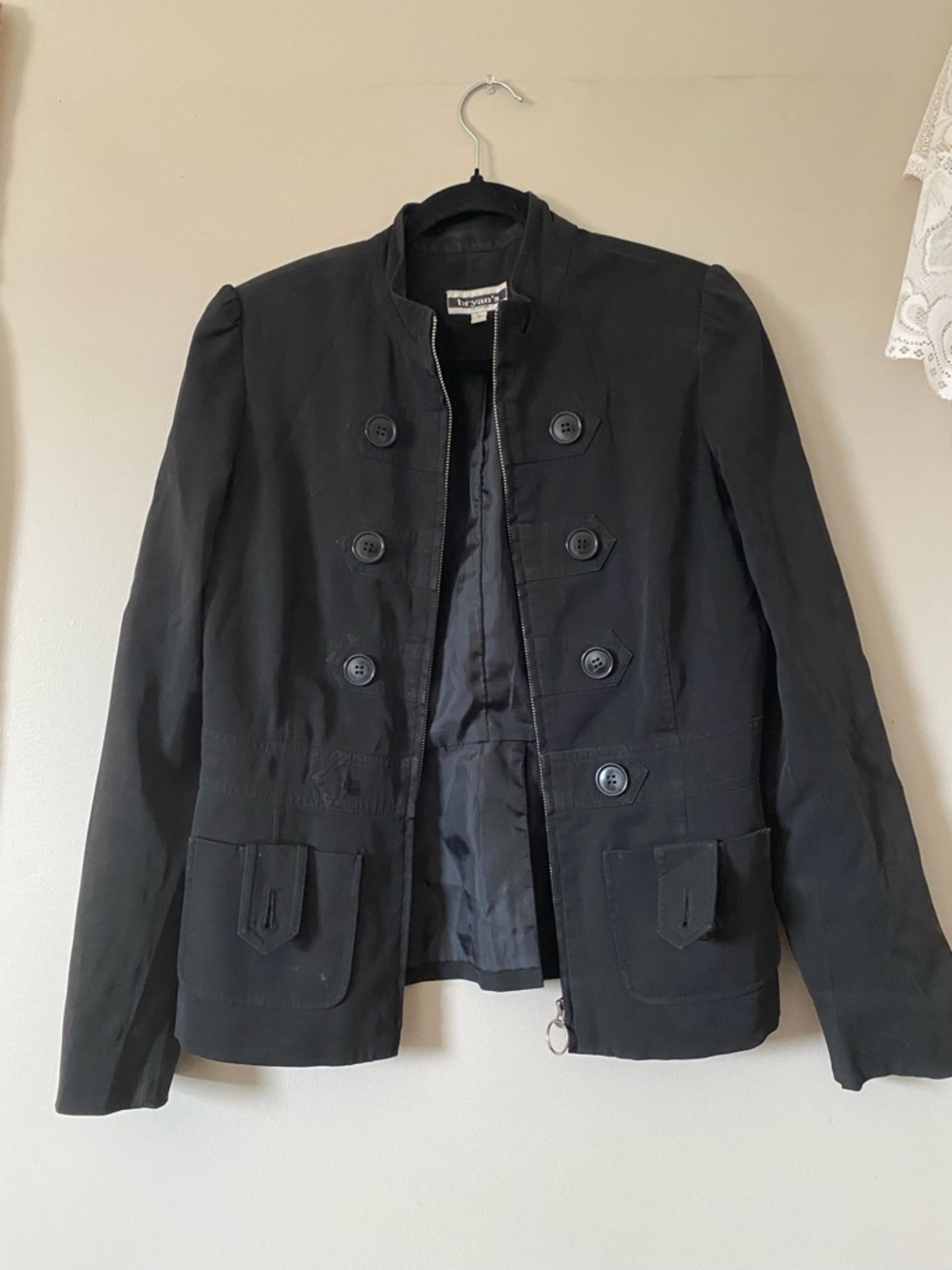 Women’s Black Military-Style Button Jacket